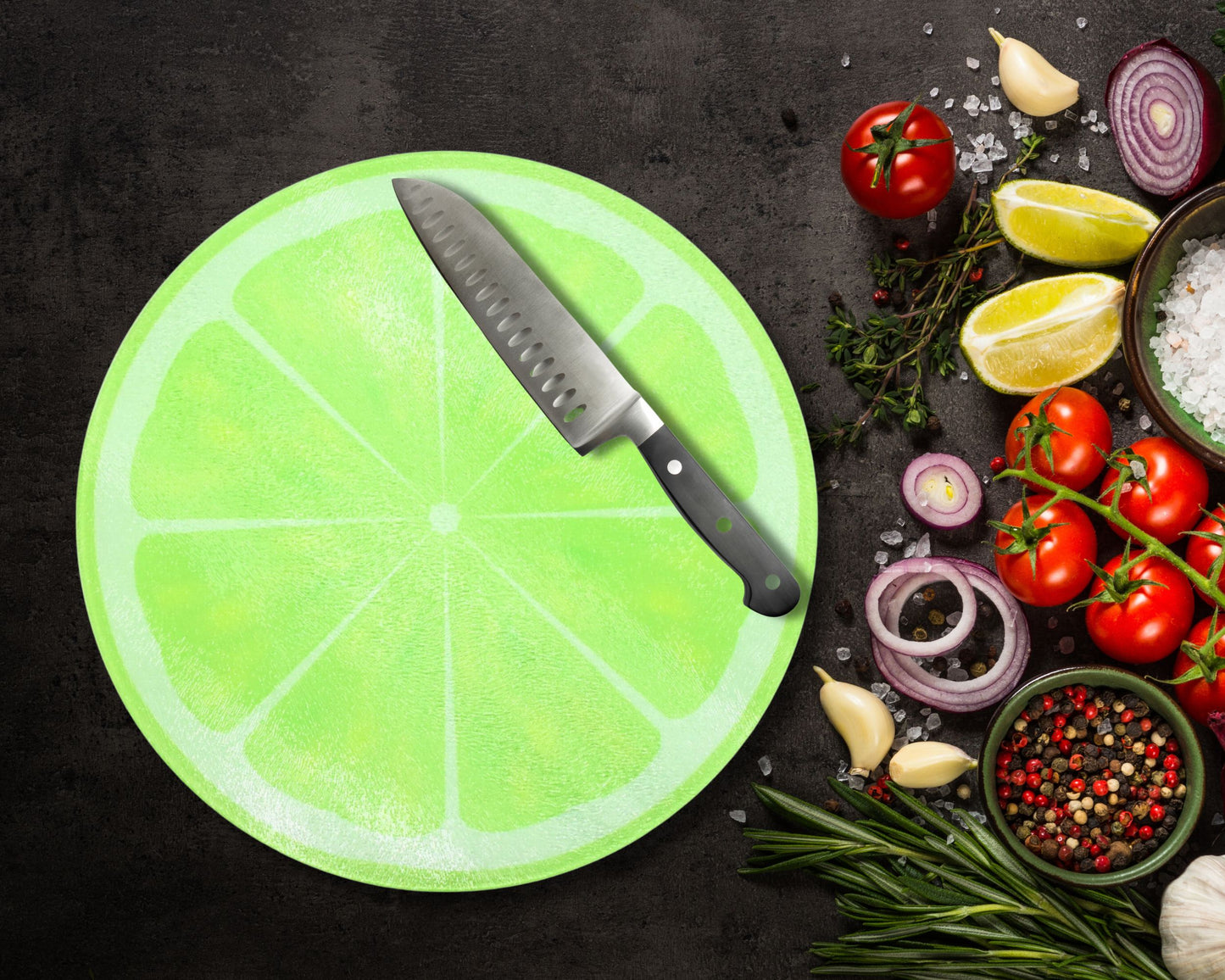 Lime Slice Glass Chopping Board