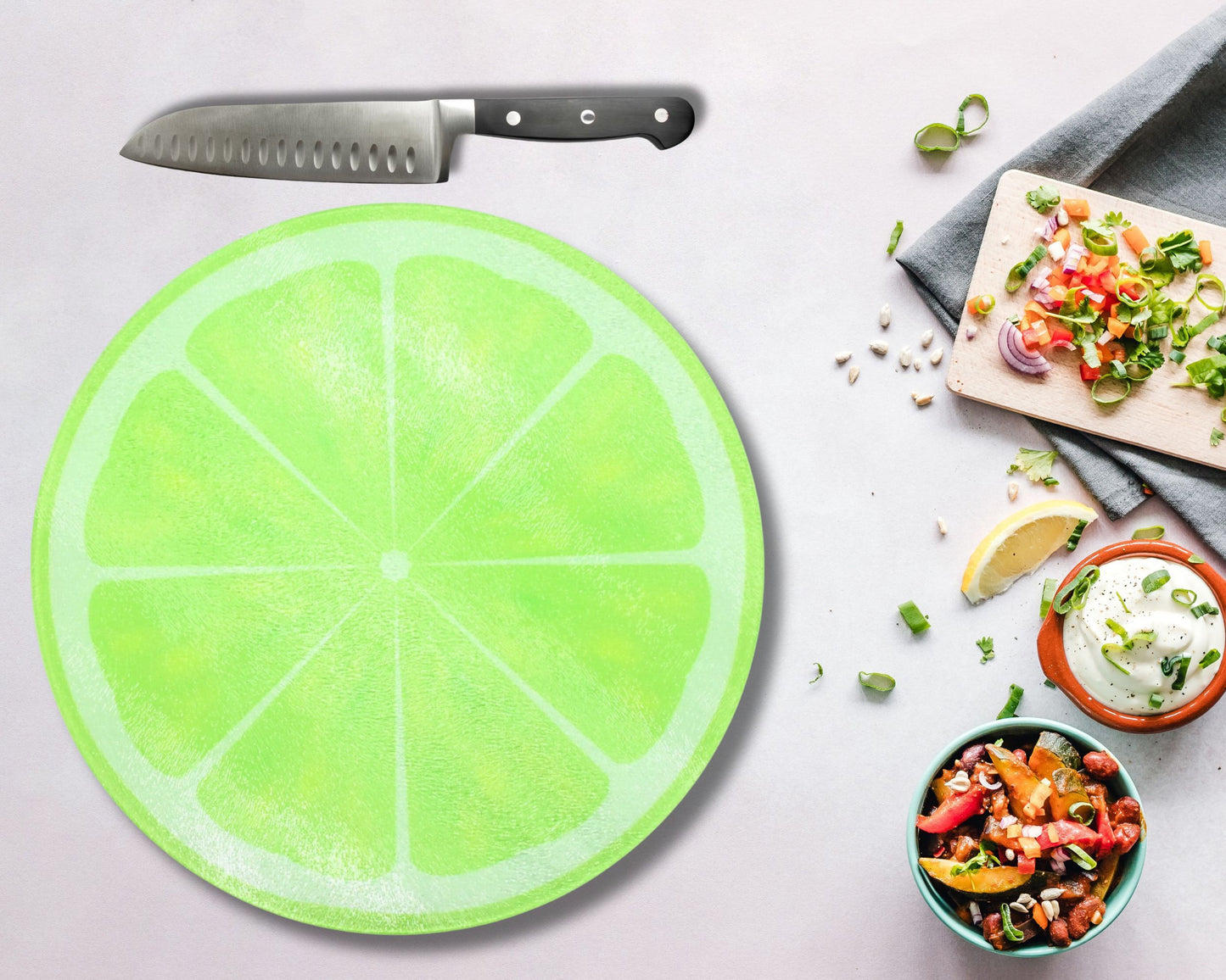 Lime Slice Glass Chopping Board