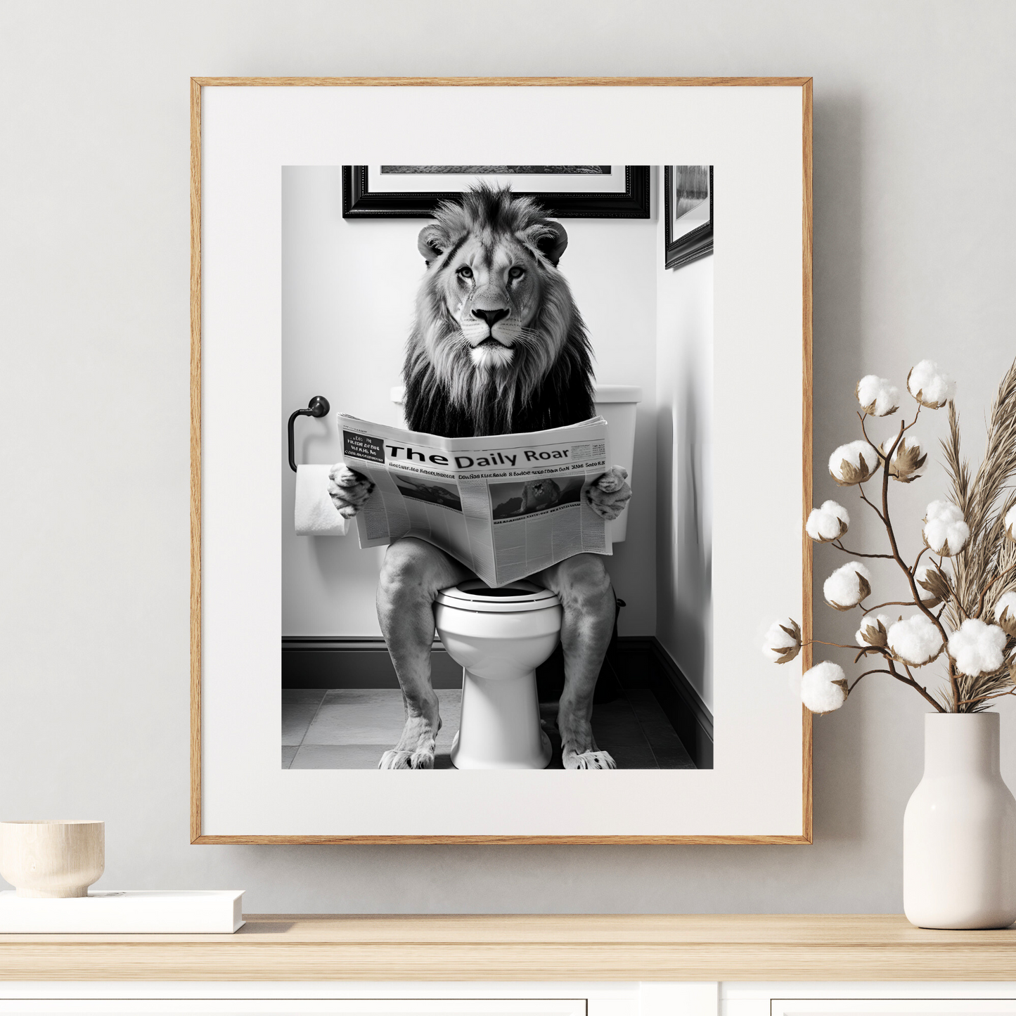 'Lion On The Toilet' - Art Print - Unframed.