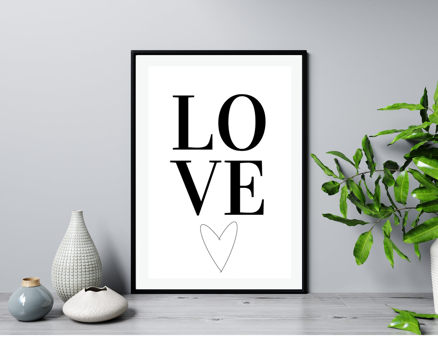 'Love'  - Black & White Art Print - Unframed.