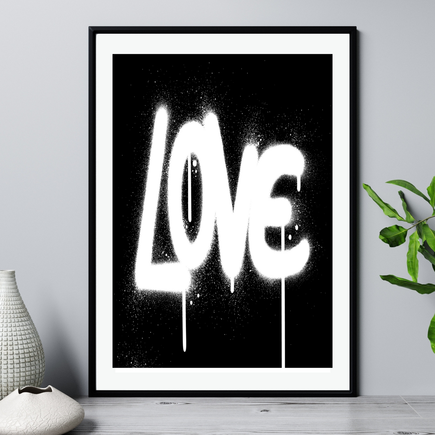 'Love'  -  Black & White Art Print - Unframed.