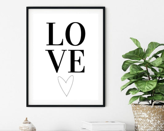 'Love'  - Black & White Art Print - Unframed.