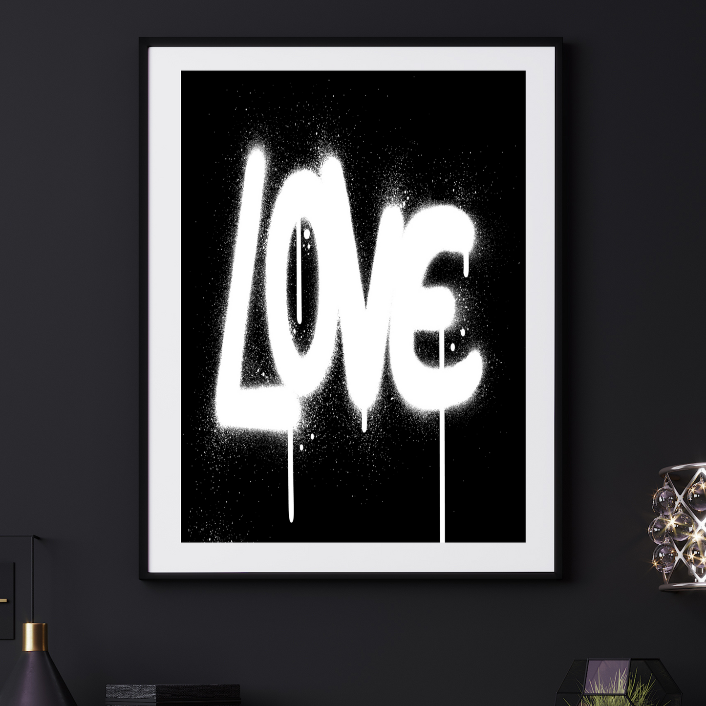 'Love'  -  Black & White Art Print - Unframed.