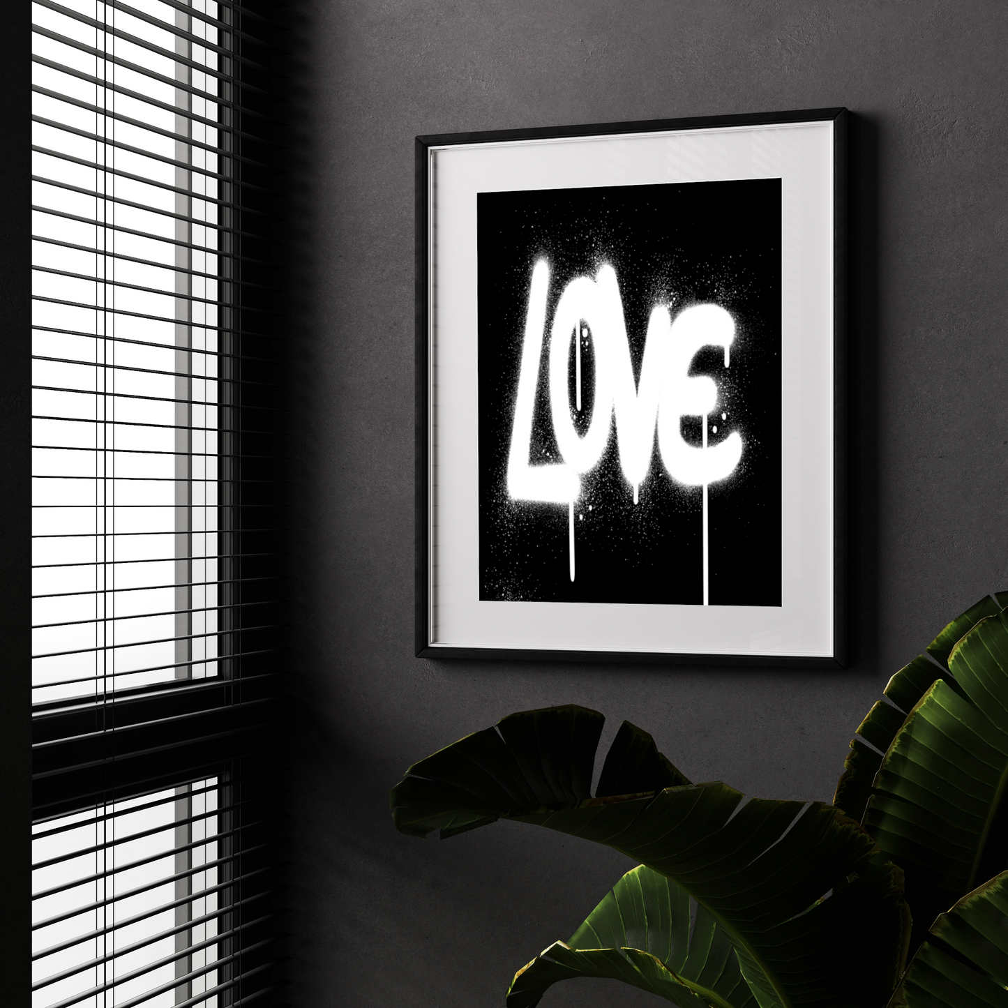 'Love'  -  Black & White Art Print - Unframed.