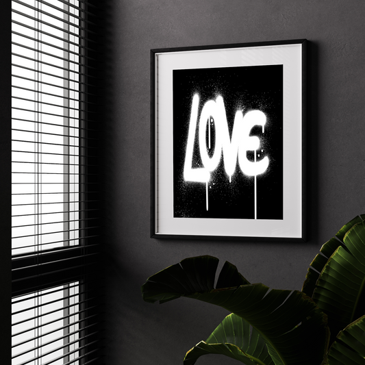 'Love'  -  Black & White Art Print - Unframed.