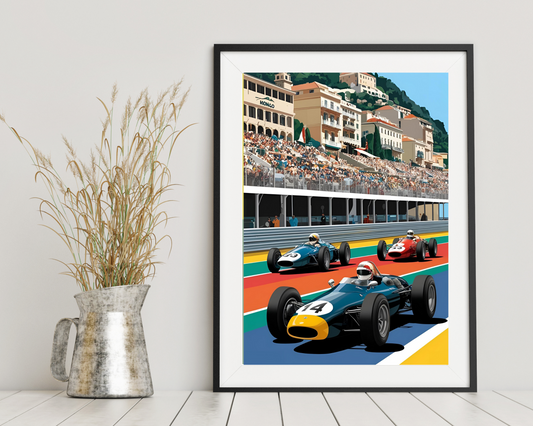'Monaco F1' - Vintage Travel Art Print - Unframed.