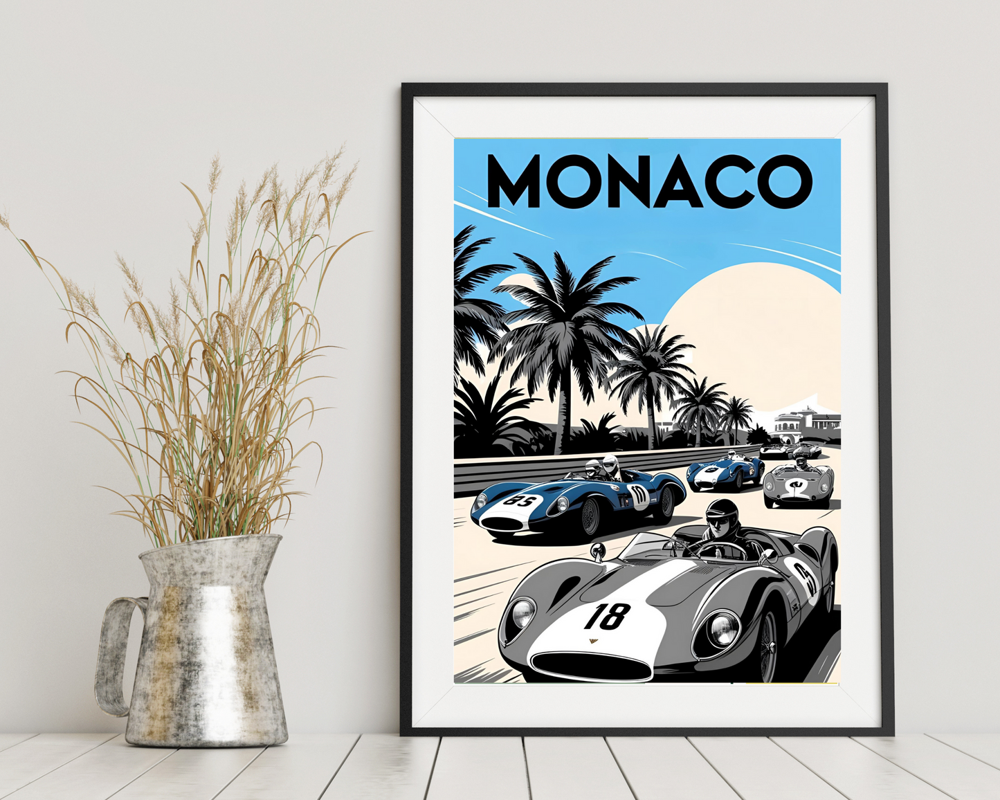 'Monaco F1' - Vintage Travel Art Print - Unframed.