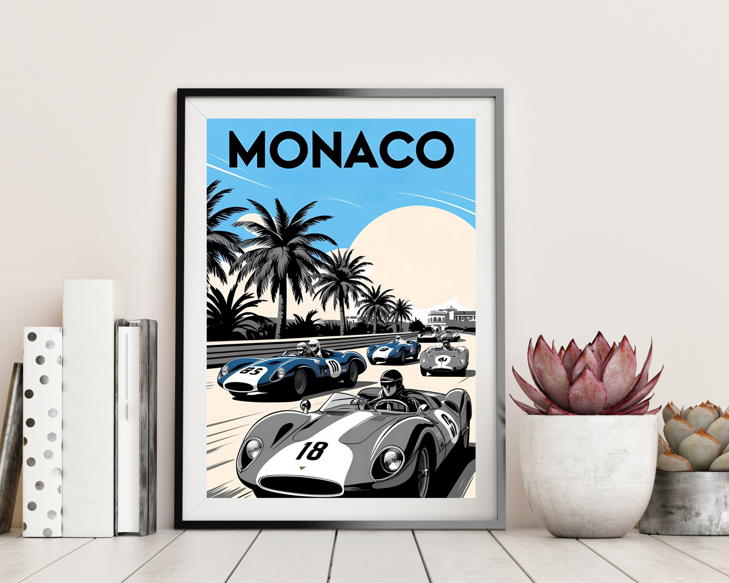 'Monaco F1' - Vintage Travel Art Print - Unframed.