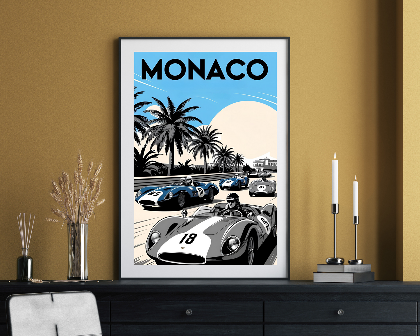 'Monaco F1' - Vintage Travel Art Print - Unframed.
