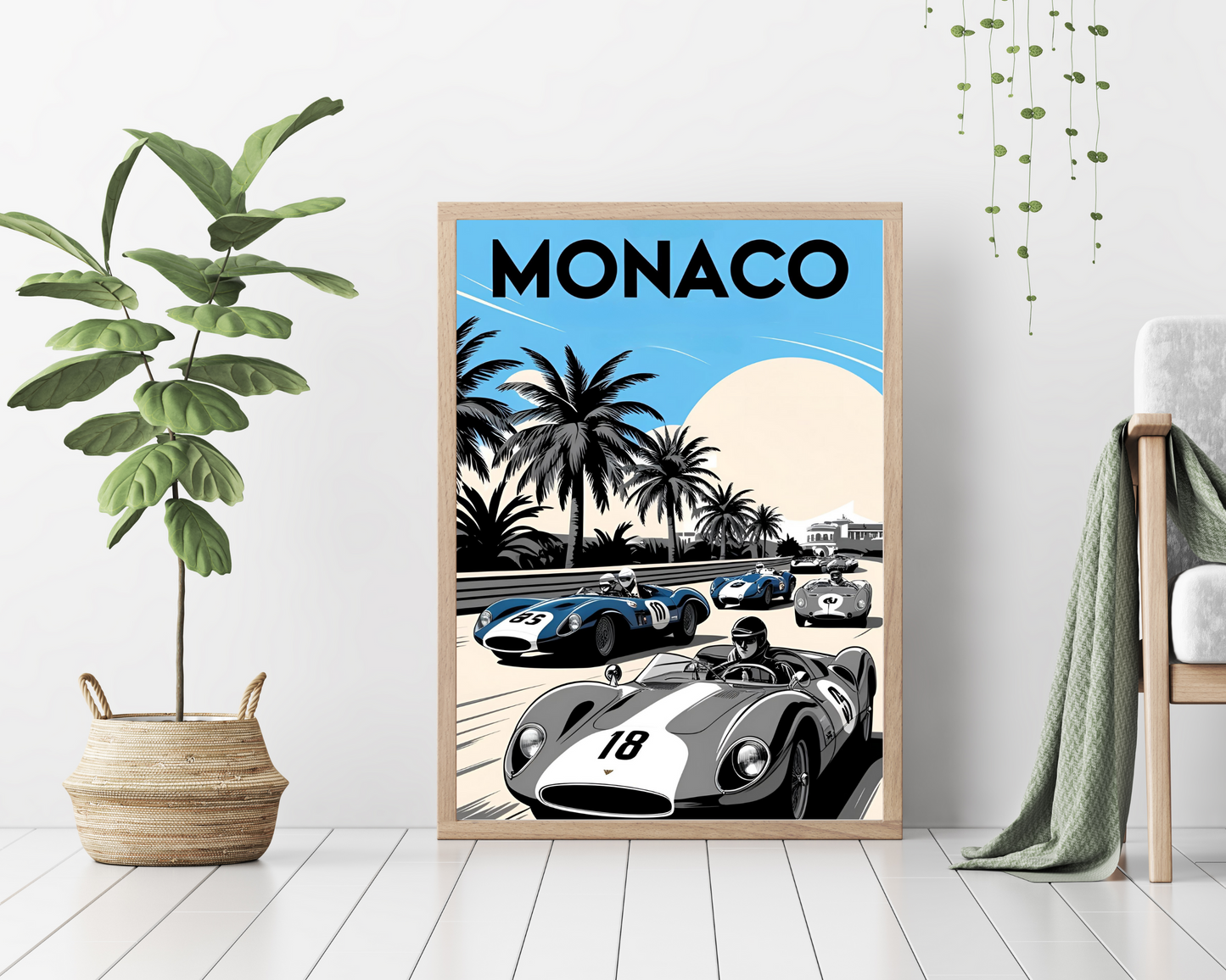 'Monaco F1' - Vintage Travel Art Print - Unframed.