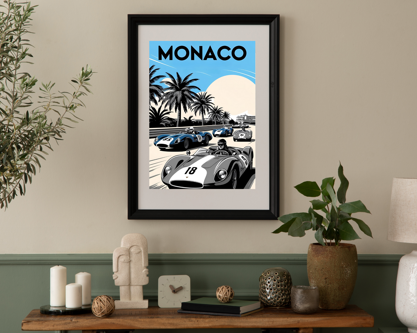 'Monaco F1' - Vintage Travel Art Print - Unframed.
