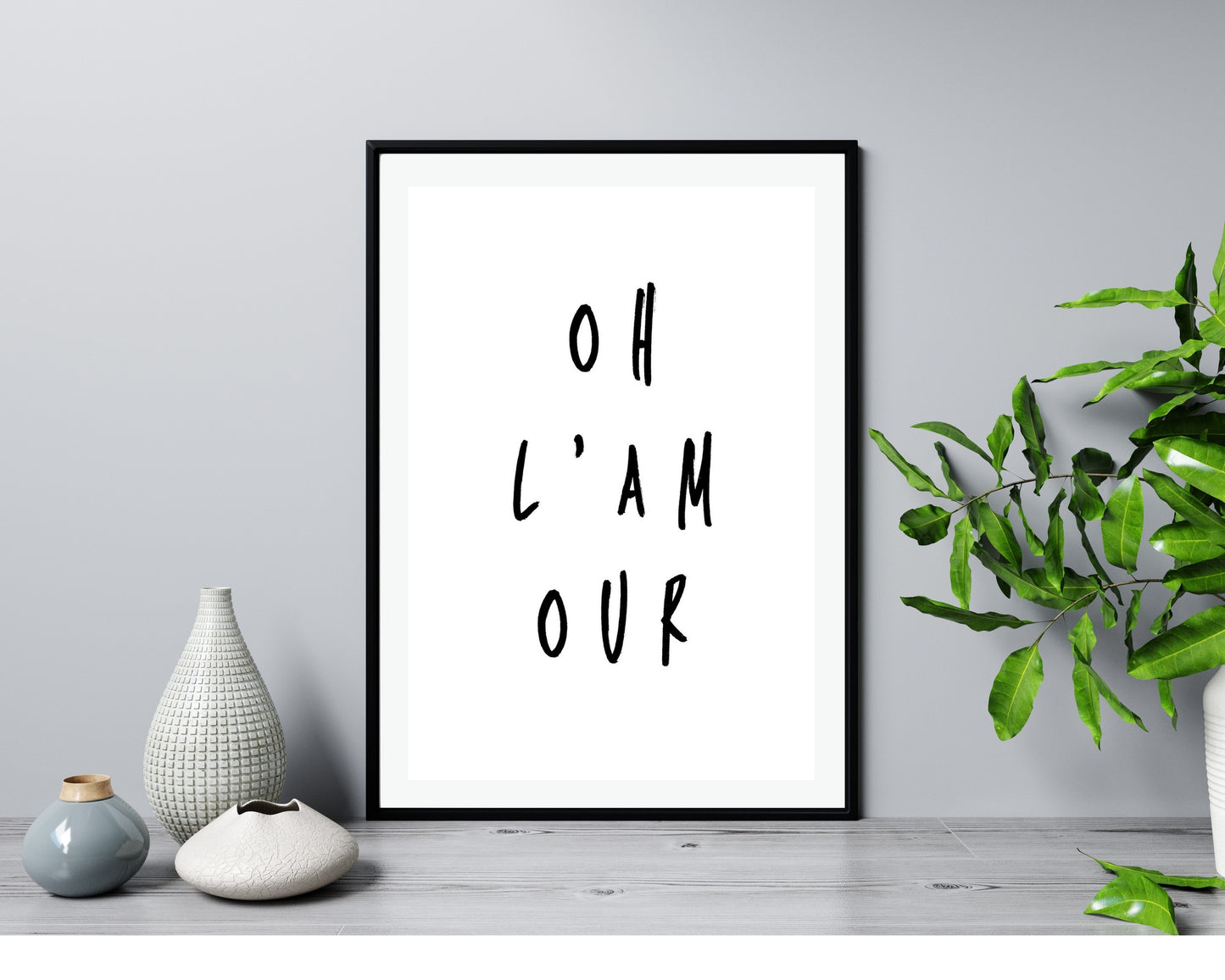 'Oh Lamour'  - Black & White Art Print - Unframed.