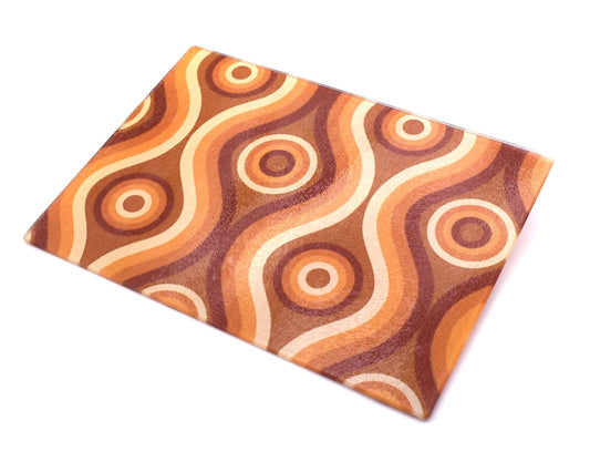 Retro Pattern Glass Chopping Board