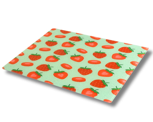 Strawberries Glass Chopping Board